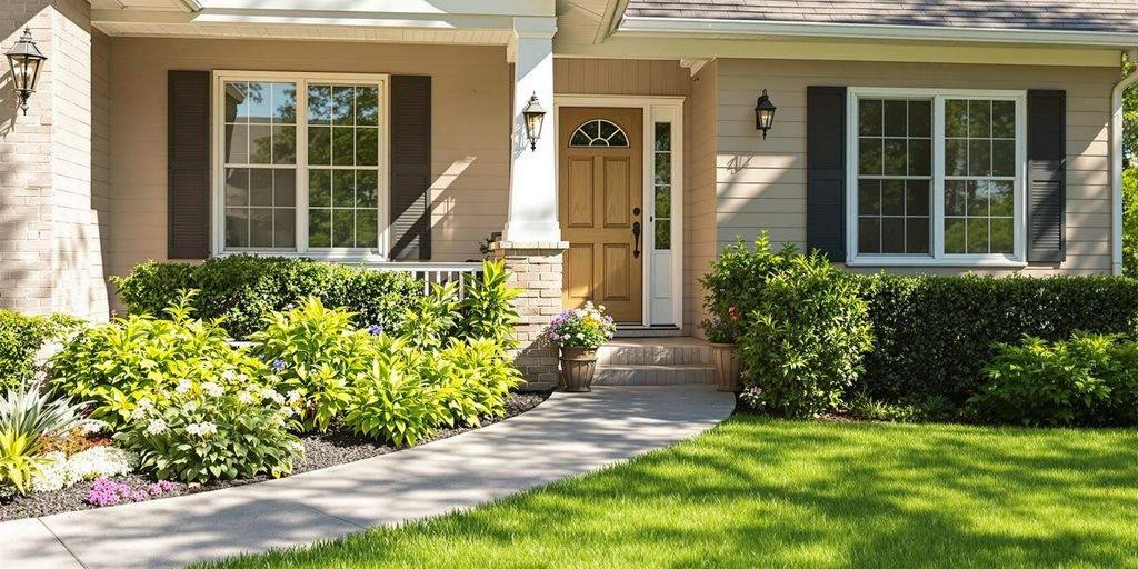 A beautiful suburban home with a well-kept yard.