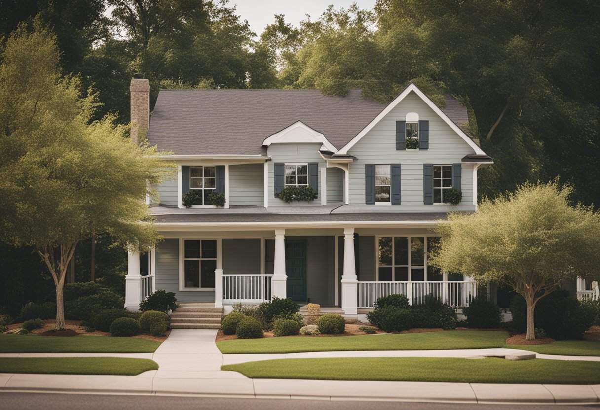 Charming suburban house with a front porch.